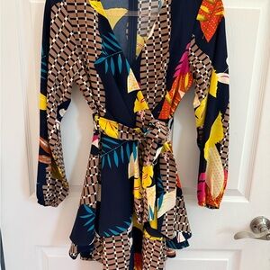 Colorful Geometric Wrap Dress